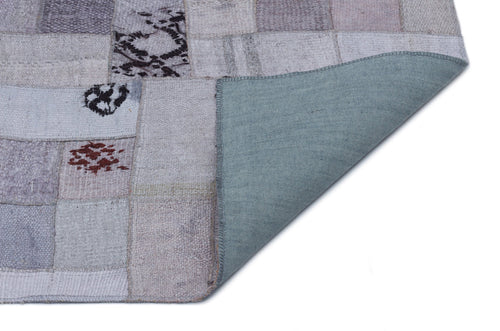 Teselya 33003 Beige Patchwork Wool Handmade Area Rug 5'7" x 7'9"