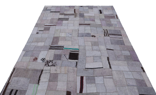 Teselya 33003 Beige Patchwork Wool Handmade Area Rug 5'7" x 7'9"