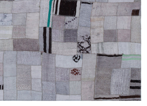 Teselya 33003 Beige Patchwork Wool Handmade Area Rug 5'7" x 7'9"