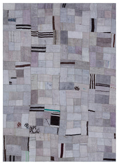 Teselya 33003 Beige Patchwork Wool Handmade Area Rug 5'7" x 7'9"