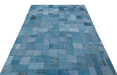 Teselya Turquoise Patchwork Wool Handmade Area Rug 5'3" x 7'5"
