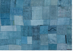 Teselya Blue Patchwork Wool Handmade Area Rug 5'3" x 7'5"