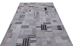 Teselya 33010 Beige Patchwork Wool Handmade Area Rug 5'3" x 7'7"