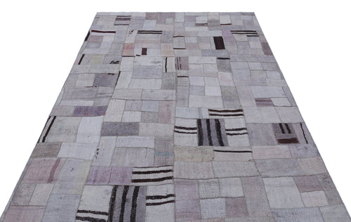 Teselya 33010 Beige Patchwork Wool Handmade Area Rug 5'3" x 7'7"