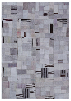 Teselya 33010 Beige Patchwork Wool Handmade Area Rug 5'3" x 7'7"