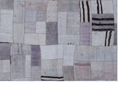 Teselya 33010 Beige Patchwork Wool Handmade Area Rug 5'3" x 7'7"