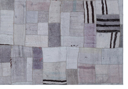 Teselya 33010 Beige Patchwork Wool Handmade Area Rug 5'3" x 7'7"
