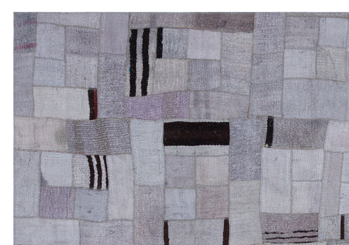 Teselya 33010 Beige Patchwork Wool Handmade Area Rug 5'3" x 7'7"