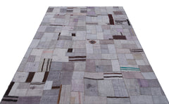 Teselya 33011 Beige Patchwork Wool Handmade Area Rug 5'2" x 8'4"