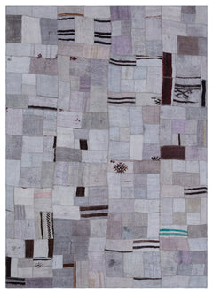 Teselya 33011 Beige Patchwork Wool Handmade Area Rug 5'2" x 8'4"