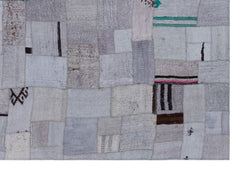 Teselya 33017 Beige Patchwork Wool Handmade Area Rug 5'3" x 7'7"