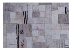 Teselya 33017 Beige Patchwork Wool Handmade Area Rug 5'3" x 7'7"