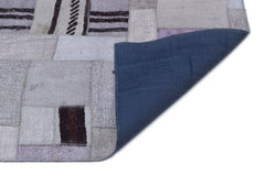 Teselya Blue Patchwork Wool Handmade Area Rug 5'3" x 7'6"