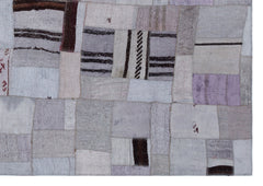 Teselya Blue Patchwork Wool Handmade Area Rug 5'3" x 7'6"