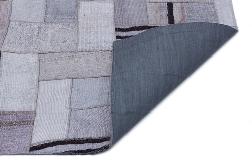 Teselya 33020 Blue Patchwork Wool Handmade Area Rug 5'3" x 7'7"