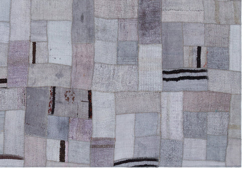 Teselya 33020 Blue Patchwork Wool Handmade Area Rug 5'3" x 7'7"