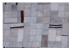 Teselya 33020 Blue Patchwork Wool Handmade Area Rug 5'3" x 7'7"