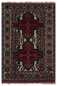 Kavala Red Classic Wool Handmade Area Rug 4'2" x 6'6"