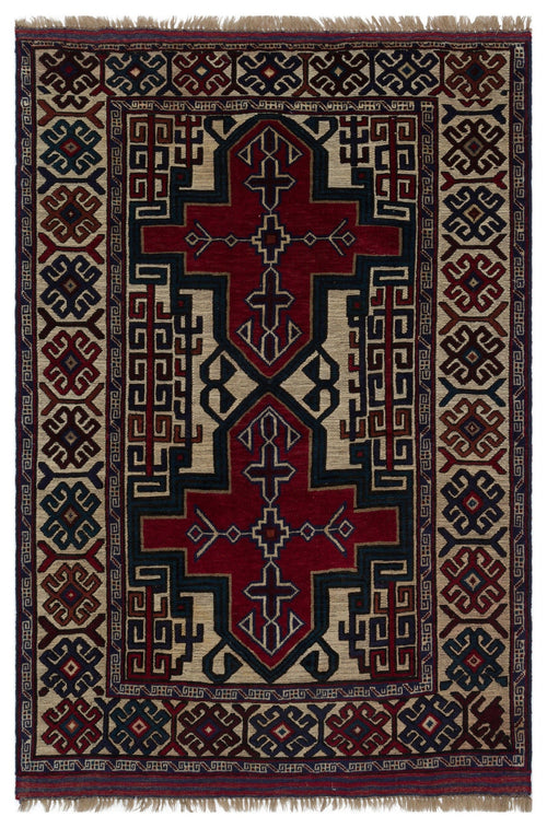 Kavala Red Classic Wool Handmade Area Rug 4'2" x 6'6"