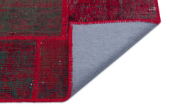 Iskece 33128 Red Patchwork Wool Handmade Area Rug 3'11" x 5'11"