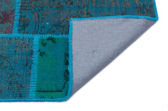 Iskece 33149 Turquoise Patchwork Wool Handmade Area Rug 3'11" x 5'11"