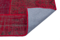 Iskece 33156 Red Patchwork Wool Handmade Area Rug 3'11" x 5'11"