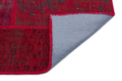 Iskece 33157 Red Patchwork Wool Handmade Area Rug 3'11" x 5'11"