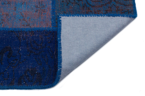 Iskece Blue Vintage Wool Handmade Area Rug 3'11" x 5'10"