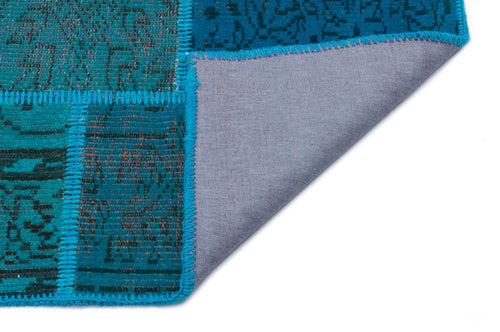 Iskece Turquoise Vintage Wool Handmade Area Rug 3'11" x 5'10"