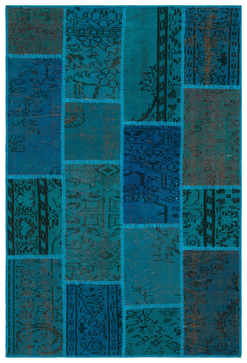 Iskece Turquoise Vintage Wool Handmade Area Rug 3'11" x 5'10"