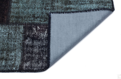 Iskece 33162 Black Patchwork Wool Handmade Area Rug 3'11" x 5'11"