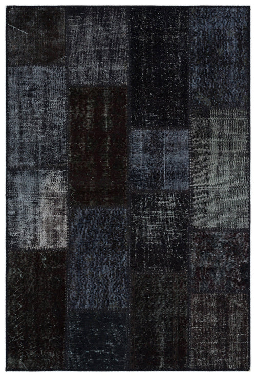 Iskece 33165 Black Patchwork Wool Handmade Area Rug 3'11" x 5'11"