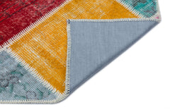 Iskece 33177 Beige Patchwork Wool Handmade Area Rug 3'11" x 5'11"