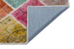 Iskece 33182 Beige Patchwork Wool Handmade Area Rug 3'11" x 5'11"