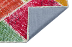 Iskece 33185 Beige Patchwork Wool Handmade Area Rug 3'11" x 5'11"