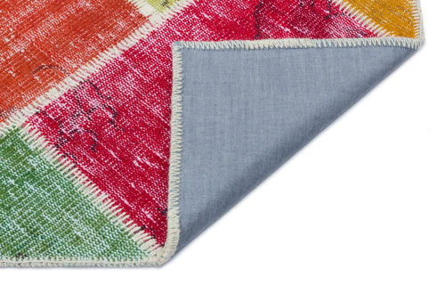 Iskece 33185 Beige Patchwork Wool Handmade Area Rug 3'11" x 5'11"