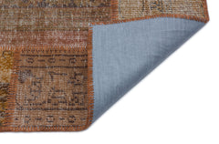 Iskece 33195 Brown Patchwork Wool Handmade Area Rug 3'11" x 5'11"