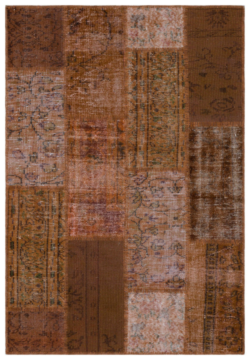 Iskece Brown Vintage Wool Handmade Area Rug 3'11" x 5'9"