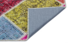 Iskece 33199 Beige Patchwork Wool Handmade Area Rug 3'11" x 5'11"