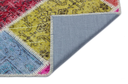 Iskece 33199 Beige Patchwork Wool Handmade Area Rug 3'11" x 5'11"