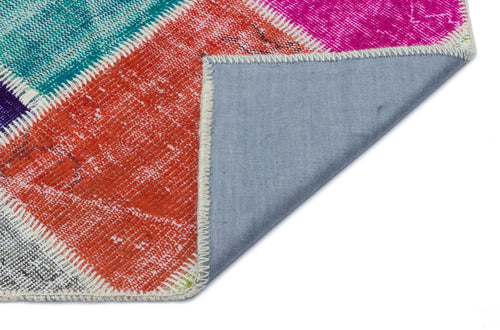 Iskece 33202 Beige Patchwork Wool Handmade Area Rug 3'11" x 5'11"