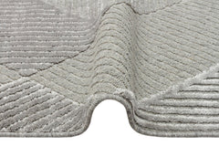 Grey Geometric Area Rug – Wool Viscose Carpet | Machine Made Modern Woven