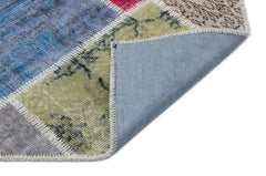 Iskece 33213 Beige Patchwork Wool Handmade Area Rug 5'3" x 7'9"