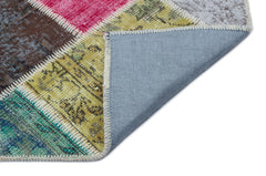 Iskece 33214 Beige Patchwork Wool Handmade Area Rug 5'3" x 7'7"