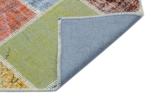 Iskece 33217 Beige Patchwork Wool Handmade Area Rug 5'3" x 7'7"