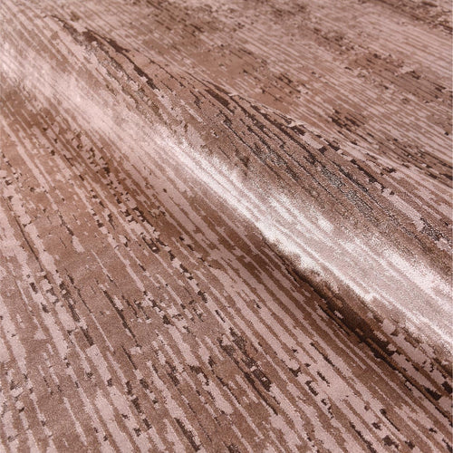 Machine Made Area Rug – Brown Striped Polyester Rug with Laser Cut Edge