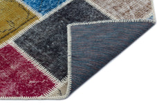 Iskece 33225 Beige Patchwork Wool Handmade Area Rug 5'3" x 7'7"