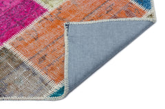 Iskece 33226 Beige Patchwork Wool Handmade Area Rug 5'3" x 7'7"