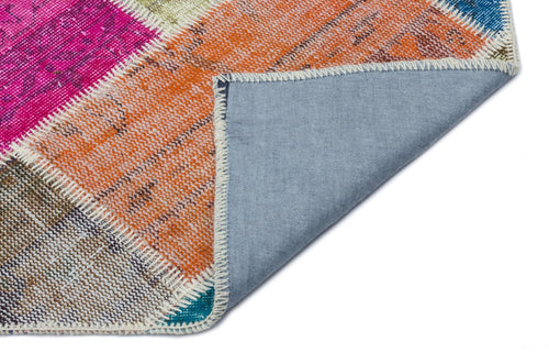 Iskece 33226 Beige Patchwork Wool Handmade Area Rug 5'3" x 7'7"