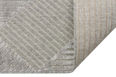 Grey Geometric Area Rug – Wool Viscose Carpet | Machine Made Modern Woven